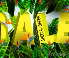 3D sale design with summer background vector