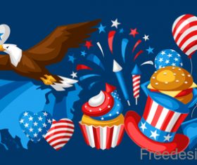 4Th July America Independence Day festive illustration design vector 02
