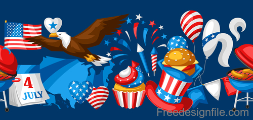 4Th July America Independence Day festive illustration design vector 02