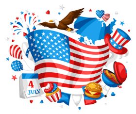 4Th July America Independence Day festive illustration design vector 04