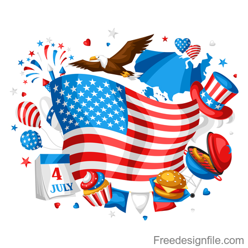 4Th July America Independence Day festive illustration design vector 04