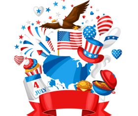 4Th July America Independence Day festive illustration design vector 08
