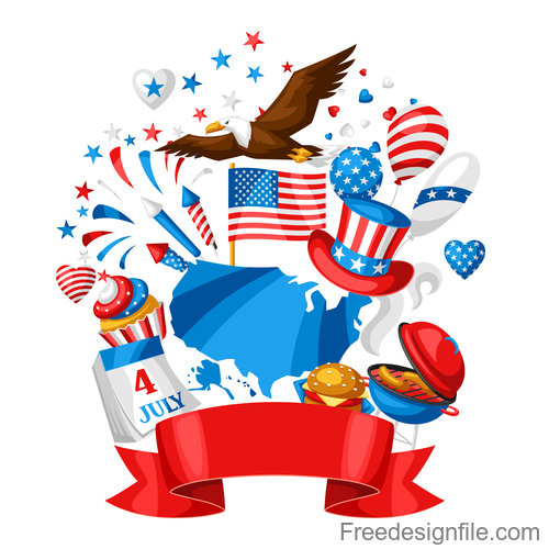 4Th July America Independence Day festive illustration design vector 08