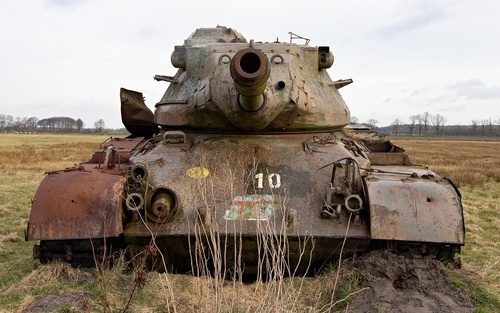 Abandoned tank Stock Photo