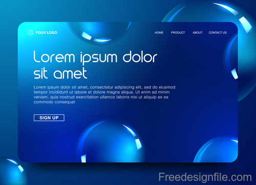 Abstract blue website background template vector 01