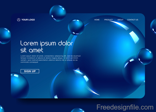 Abstract blue website background template vector 03 free download