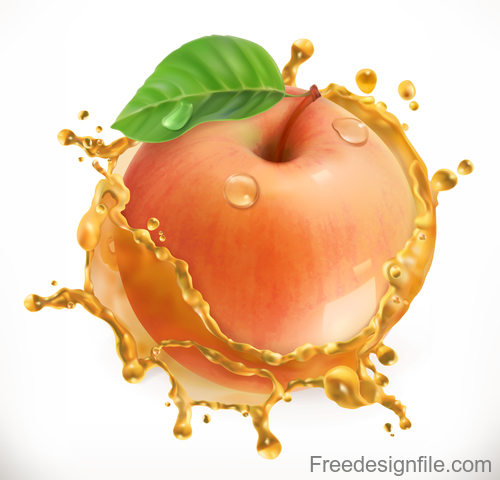 Apple juice splash vector illustration