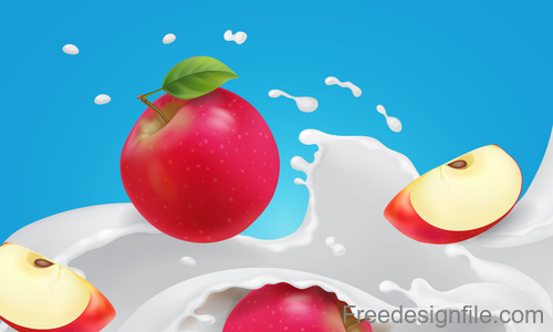 Apple with milk splatter design vector