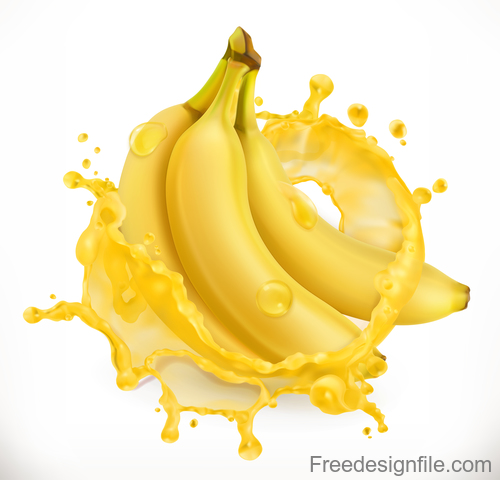 Banana juice splash vector illustration