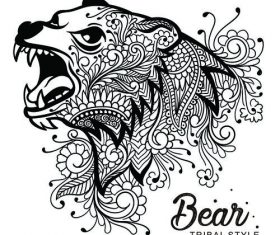 Bear head tribal style Hand drawn vector