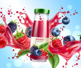 Berry juice advertising poster design vector 01