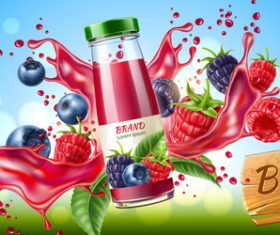 Berry juice advertising poster design vector 02