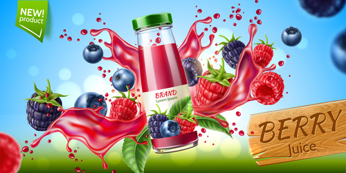 Berry juice advertising poster design vector 02