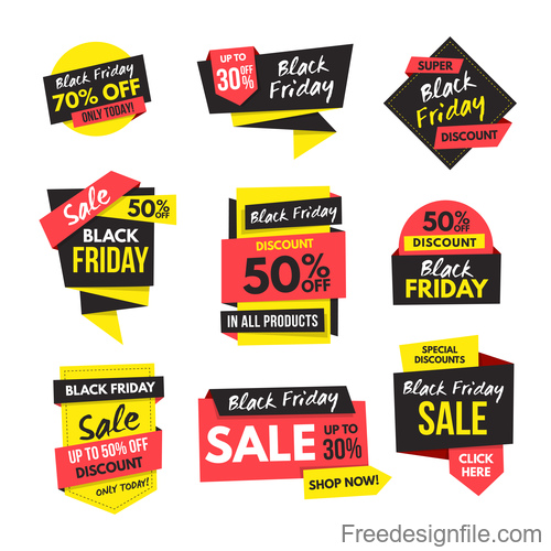 Black Friday Sale Origami banners vector 01