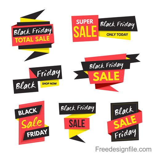 Black Friday Sale Origami banners vector 02