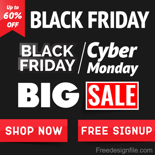 Black Friday shop now with big sale design vector