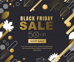 Black friday shop sale golden poster vector