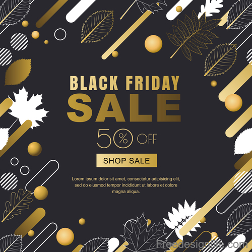 Black friday shop sale golden poster vector