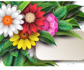 Blank card with beautiful flowers vector 01