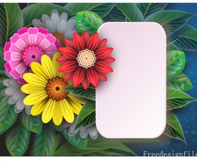 Blank card with beautiful flowers vector 02
