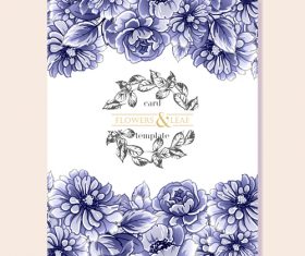 Blue flower decorative with card template vectors 01
