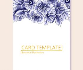 Blue flower decorative with card template vectors 06