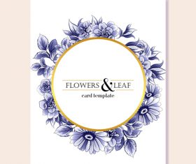 Blue flower decorative with card template vectors 07