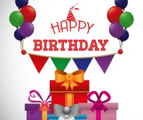 Boxs gift with birthday card template vector