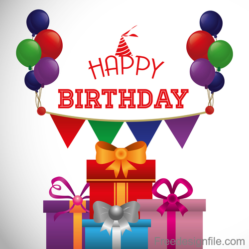 Boxs gift with birthday card template vector
