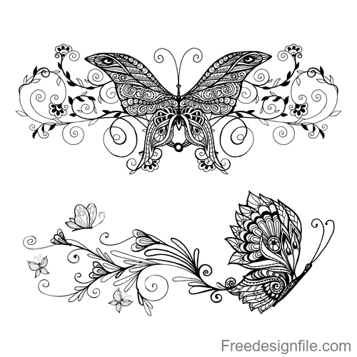 Butterfly vintage decorative design vector