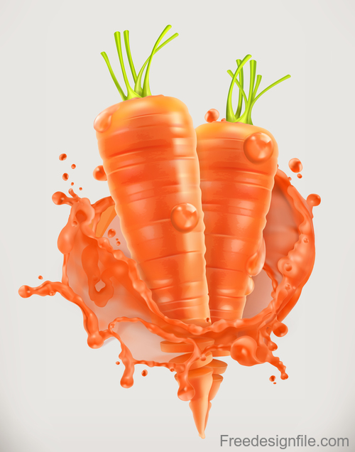 Carrot juice splash vector illustration