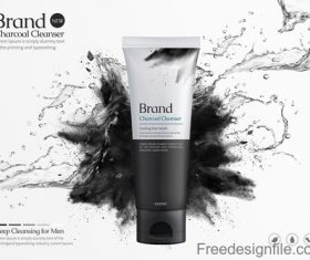 Charcoal cleanser poster template vectors 01