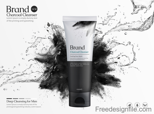 Charcoal cleanser poster template vectors 01