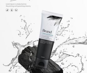 Charcoal cleanser poster template vectors 02