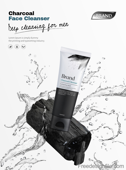 Charcoal cleanser poster template vectors 02