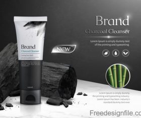 Charcoal cleanser poster template vectors 03