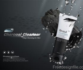Charcoal cleanser poster template vectors 04
