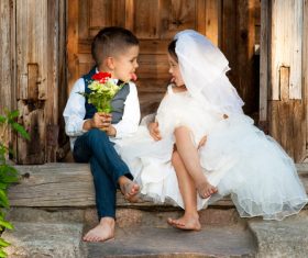 Children dressed as grooms and brides Stock Photo 01