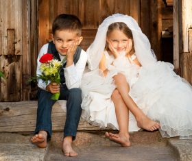 Children dressed as grooms and brides Stock Photo 02