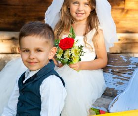 Children dressed as grooms and brides Stock Photo 03