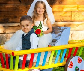 Children dressed as grooms and brides Stock Photo 04