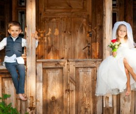 Children dressed as grooms and brides Stock Photo 05