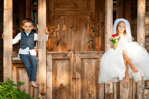 Children dressed as grooms and brides Stock Photo 05