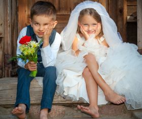 Children dressed as grooms and brides Stock Photo 06