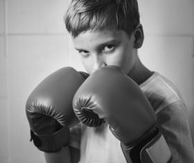 Children with boxing gloves Stock Photo