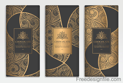 Chocolate card with vintage decorative vector 05