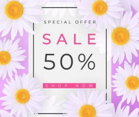 Chrysanthemum with sale background vector