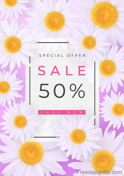 Chrysanthemum with sale background vector