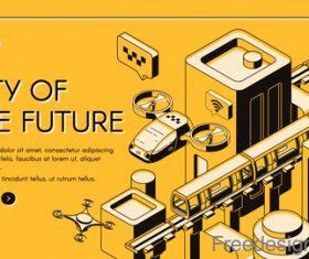 City of the future isometric template design vector