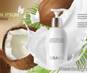 Coconut cosmetics poster template vector 01